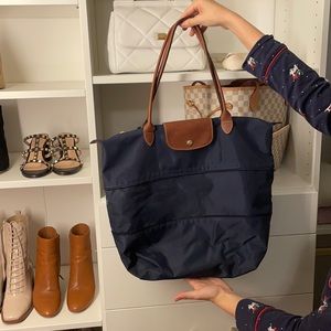 Longchamp Le Pliage Expandable Tote in Navy Blue